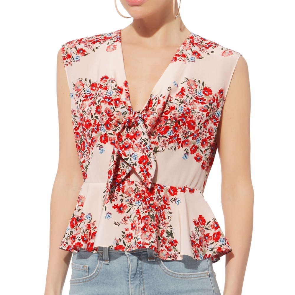 Intermix tie front peplum floral top